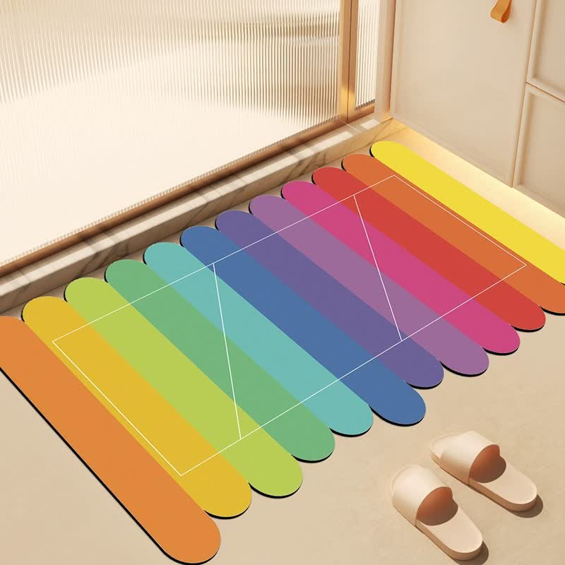 Moderner Kieselgur-Badeteppich mit Regenbogenstreifen - 31'' × 47'' - A - image 0