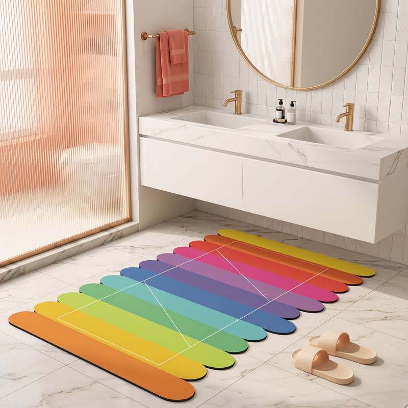 Moderner Kieselgur-Badeteppich mit Regenbogenstreifen - image 1