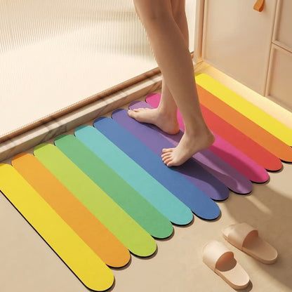 Moderner Kieselgur-Badeteppich mit Regenbogenstreifen - image 3