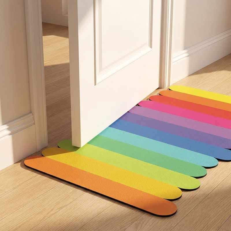 Moderner Kieselgur-Badeteppich mit Regenbogenstreifen - image 5
