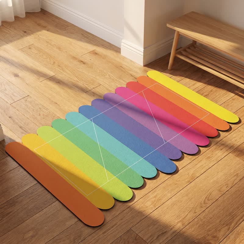 Moderner Kieselgur-Badeteppich mit Regenbogenstreifen - image 4