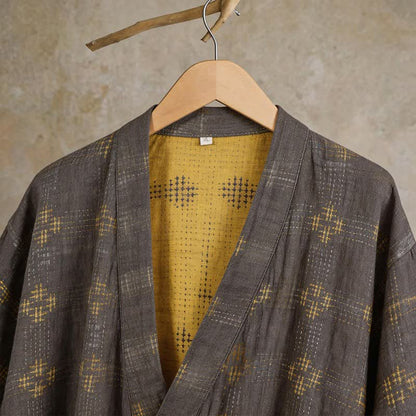 Unisex geometrischer Yukata-Bademantel aus Baumwolle - image 4