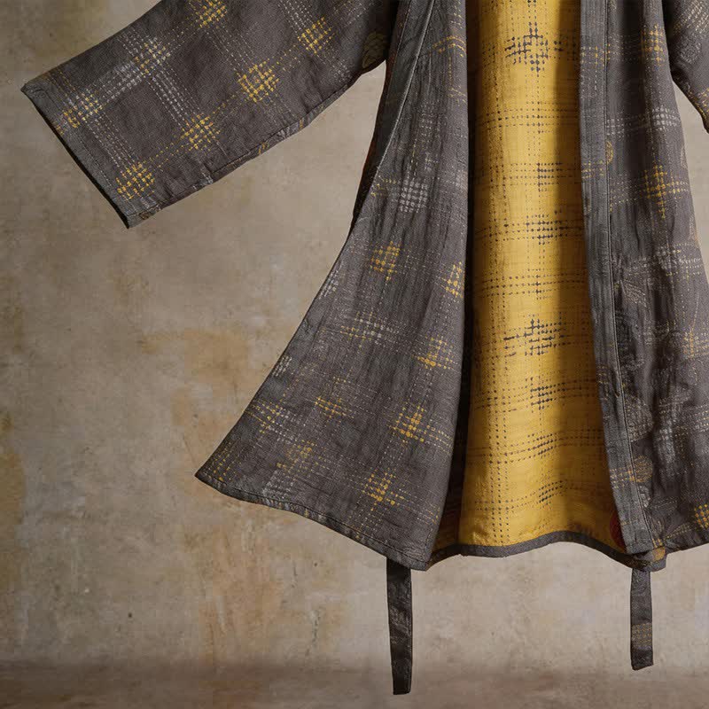 Unisex geometrischer Yukata-Bademantel aus Baumwolle - image 5
