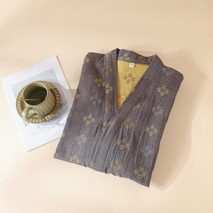 Unisex geometrischer Yukata-Bademantel aus Baumwolle - image 1