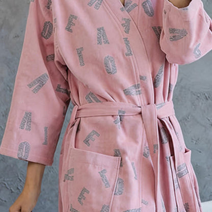 Kimono-Bademantel aus Baumwollgaze mit Liebesmuster - image 3
