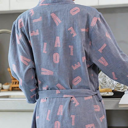 Kimono-Bademantel aus Baumwollgaze mit Liebesmuster - image 7