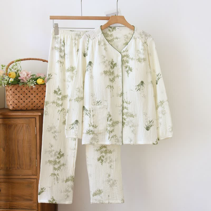 Damen-Pyjama-Set aus Bambuswatte - Beige - XXL - image 0