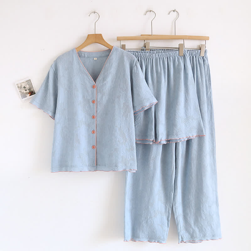 Himmelblauer Baumwollpyjama (Stück) - Blau - XL - image 0