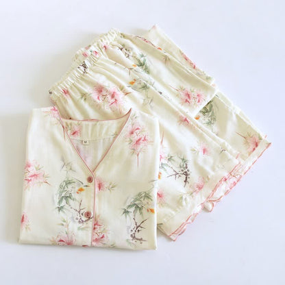 Baumwoll-Pyjama-Set mit Blumenmuster und kurzen Ärmeln (3-teilig) - image 1