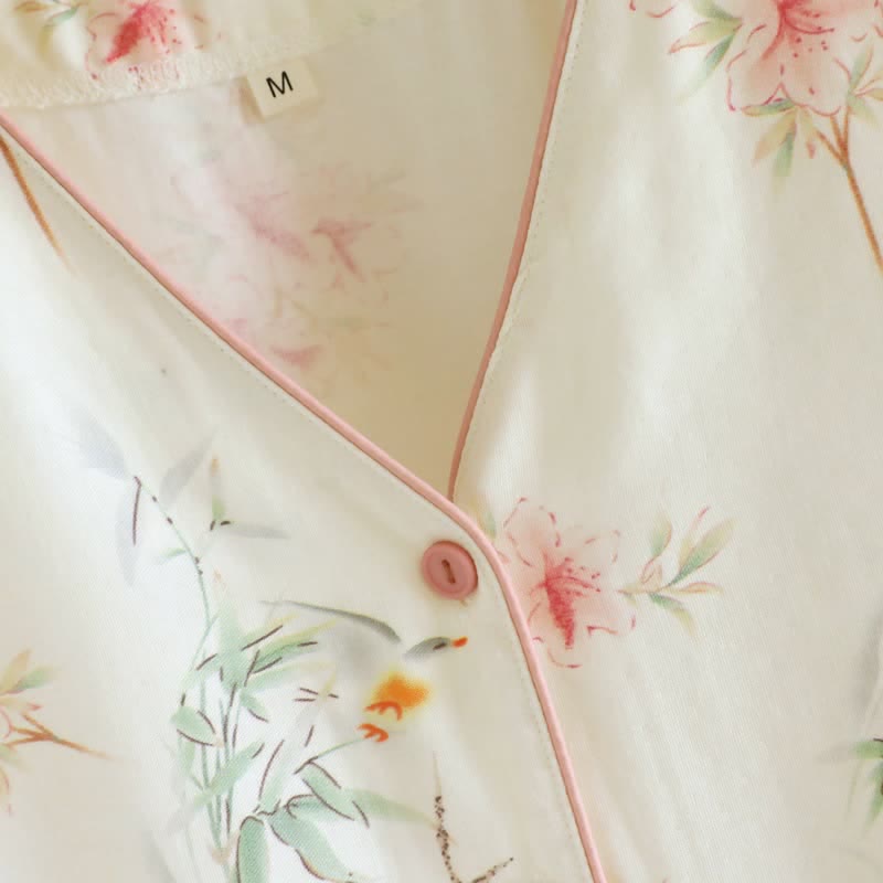 Baumwoll-Pyjama-Set mit Blumenmuster und kurzen Ärmeln (3-teilig) - image 6
