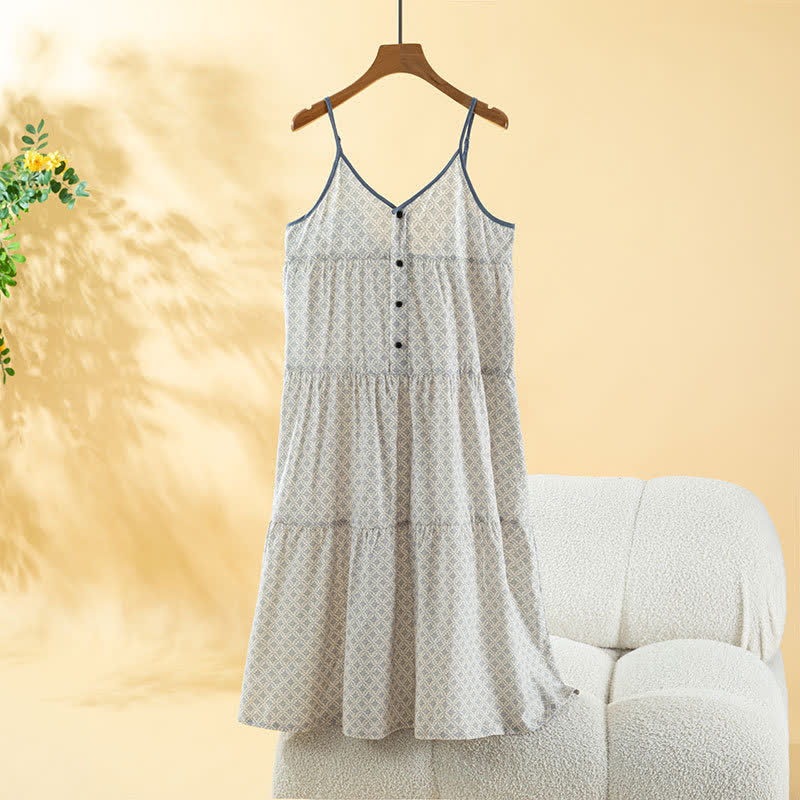Vintage bedrucktes Baumwoll-Cami-Nachthemd für Damen - Beige - XL - image 0