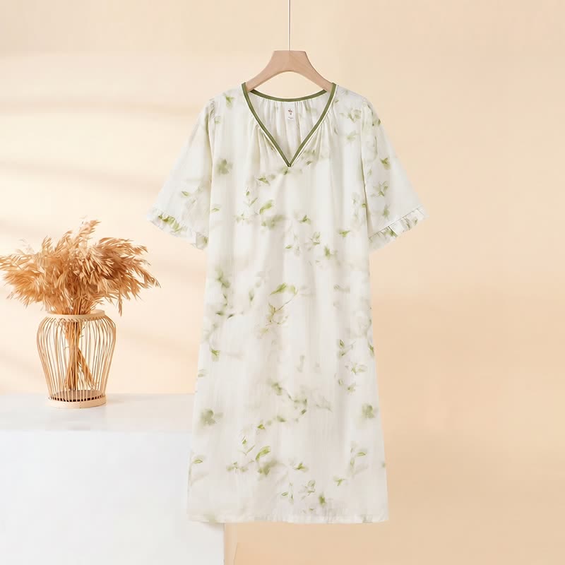Lounge-Nachthemd mit floralen Rüschenärmeln - Beige - 3XL - image 10