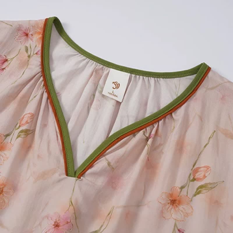 Lounge-Nachthemd mit floralen Rüschenärmeln - image 5
