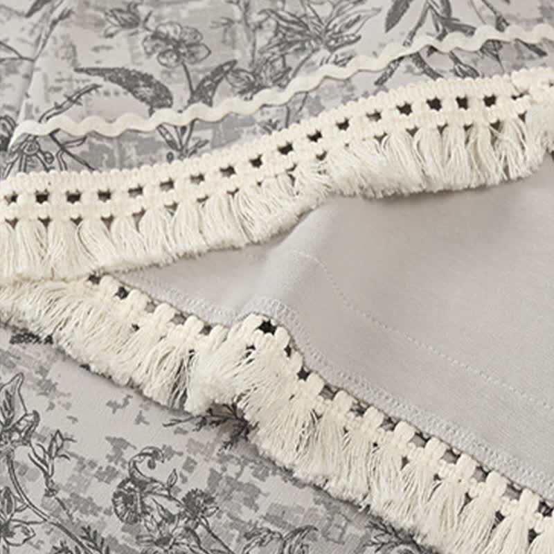 Boho-Nachthemd aus grauer Baumwolle mit Quasten - image 7