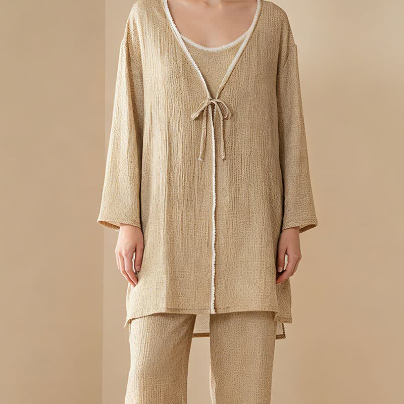 Damen-Pyjama-Set aus bedruckter Baumwolle (3-teilig) - image 4