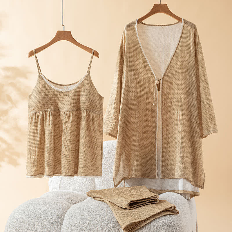Damen-Pyjama-Set aus bedruckter Baumwolle (3-teilig) - image 2