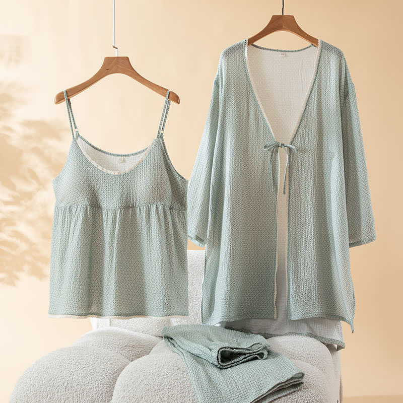 Damen-Pyjama-Set aus bedruckter Baumwolle (3-teilig) - image 6