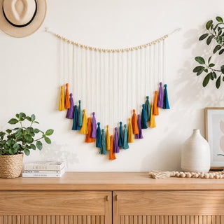 Handgewebte Regenbogen-Quastengirlande aus Baumwolle - Regenbogen - 39'' × 31'' - image 0