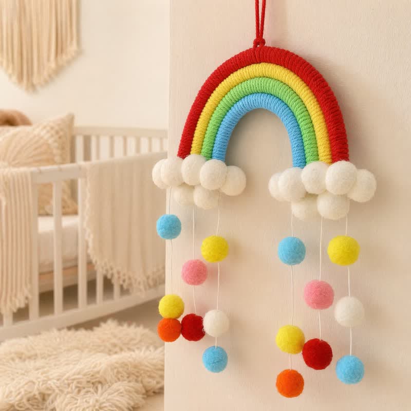 Handgewebter nordischer Regenbogen-Wandbehang - image 4