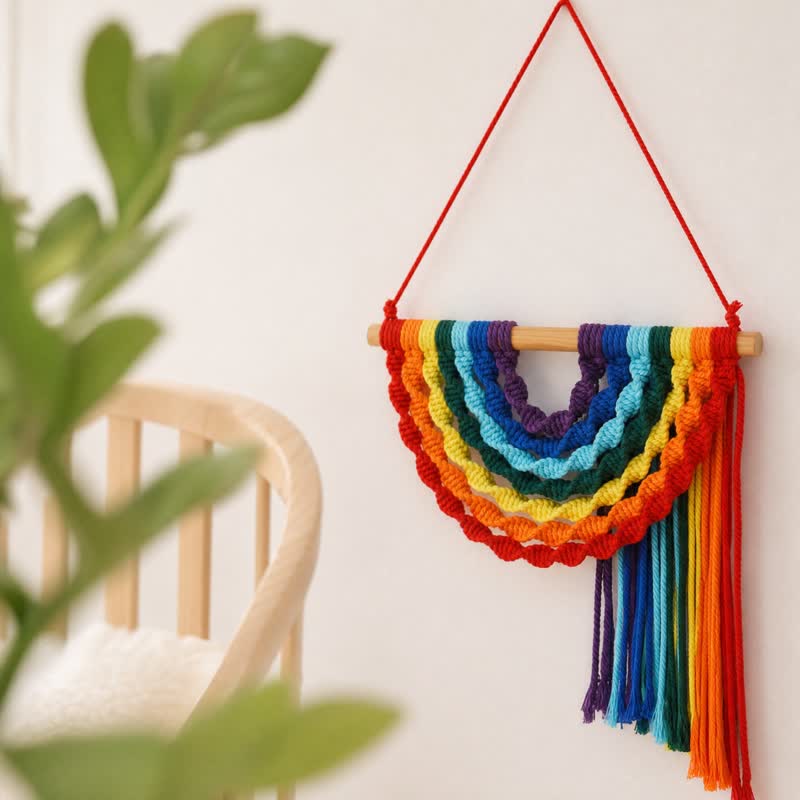 Handgewebtes Regenbogen-Baumwollseil als Wandbehang - image 2
