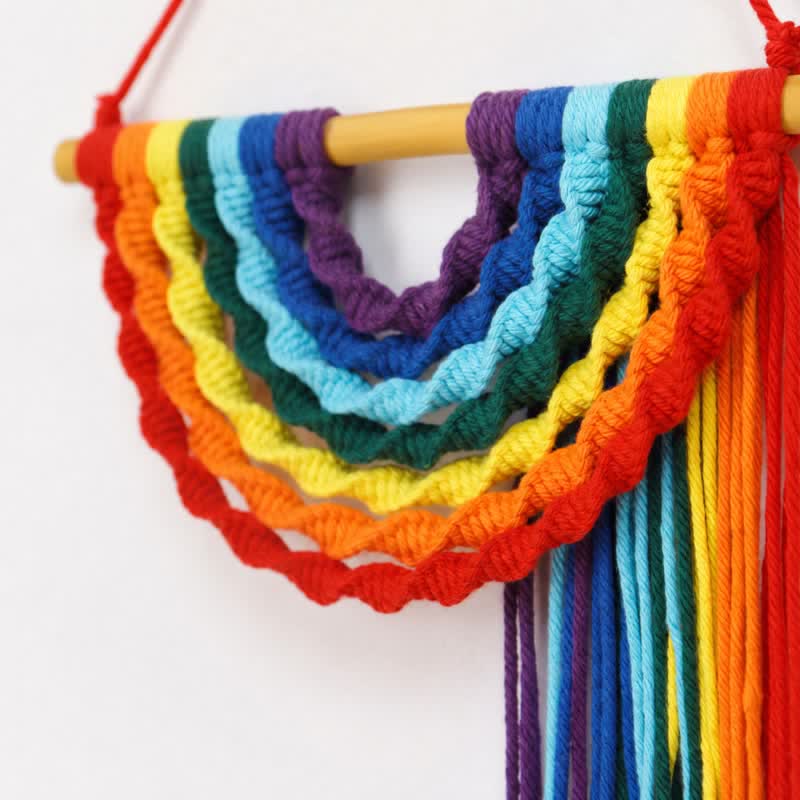 Handgewebtes Regenbogen-Baumwollseil als Wandbehang - image 3