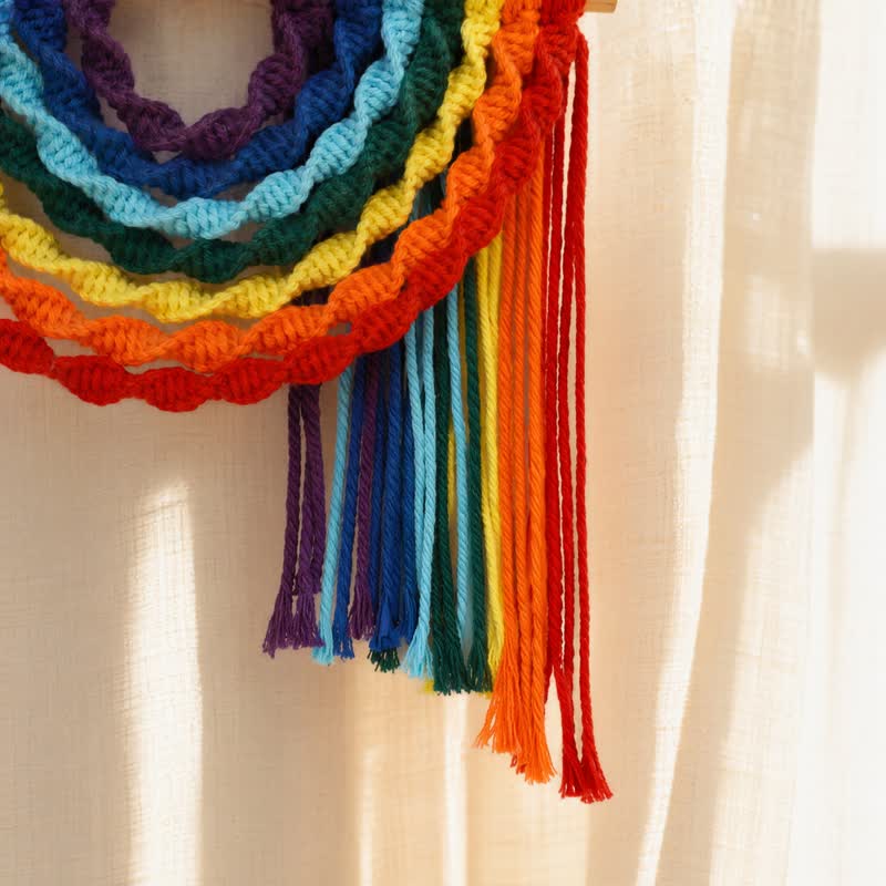 Handgewebtes Regenbogen-Baumwollseil als Wandbehang - image 4