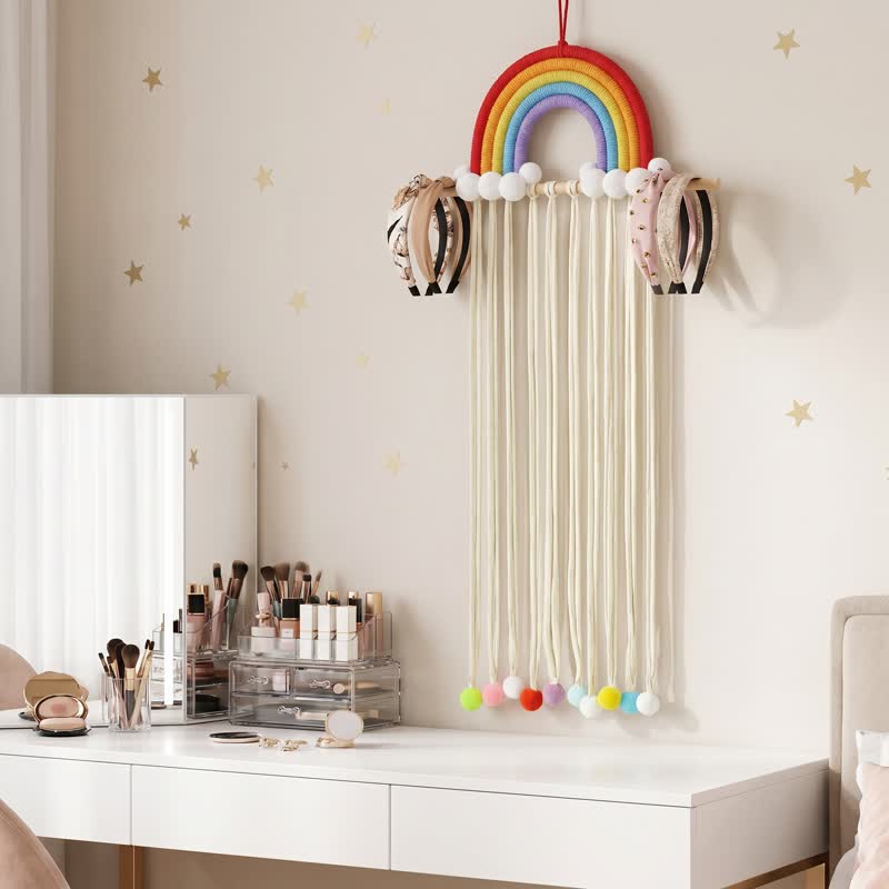 Handgefertigter nordischer Regenbogenquasten-Wandbehang - Weiß - 30'' × 12'' - image 4