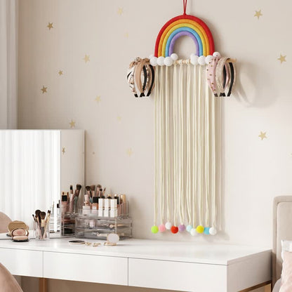 Handgefertigter nordischer Regenbogenquasten-Wandbehang - Weiß - 30'' × 12'' - image 4