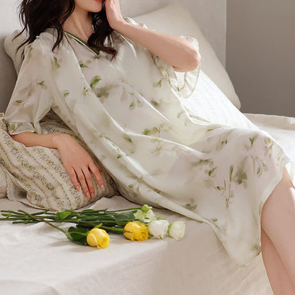 Lounge-Nachthemd mit floralen Rüschenärmeln - image 13