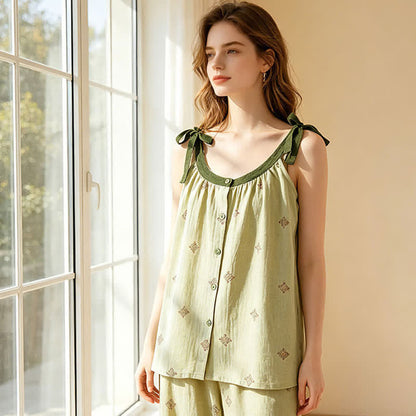 Pyjama-Set aus Baumwollgaze mit Schleifenriemen - image 10