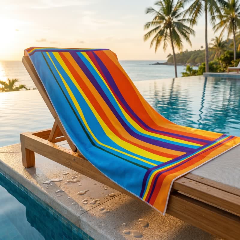 Strandtuch aus Mikrofaser mit Regenbogenstreifen - image 0