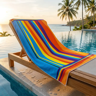 Strandtuch aus Mikrofaser mit Regenbogenstreifen - image 0