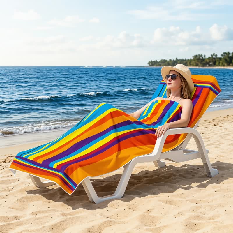 Strandtuch aus Mikrofaser mit Regenbogenstreifen - image 2