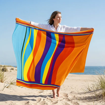 Strandtuch aus Mikrofaser mit Regenbogenstreifen - image 1