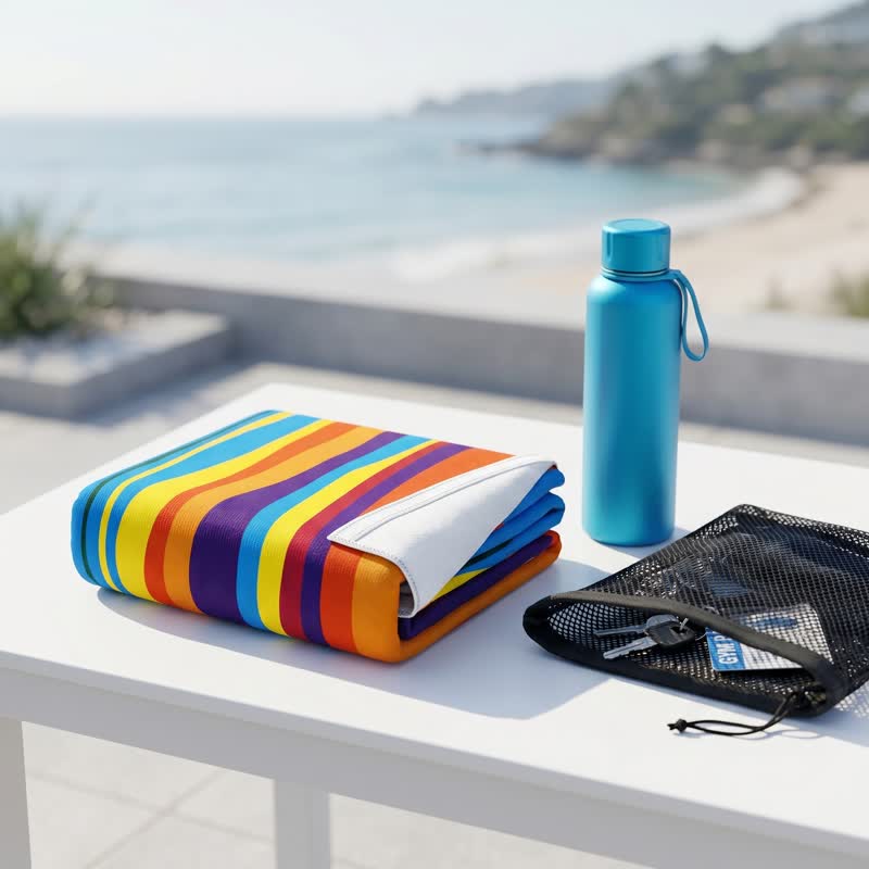 Strandtuch aus Mikrofaser mit Regenbogenstreifen - image 6