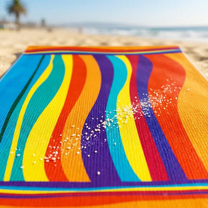 Strandtuch aus Mikrofaser mit Regenbogenstreifen - image 4