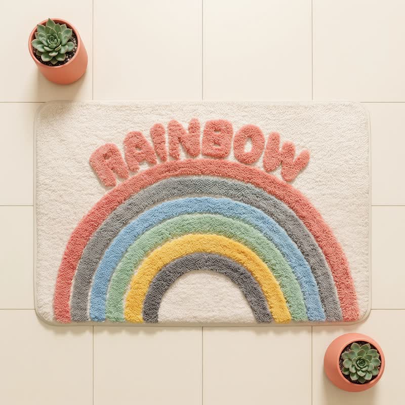 Moderner Regenbogen-Plüsch-Badeteppich - image 1