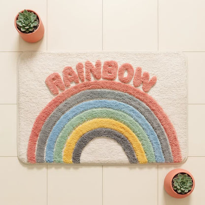 Moderner Regenbogen-Plüsch-Badeteppich - image 1