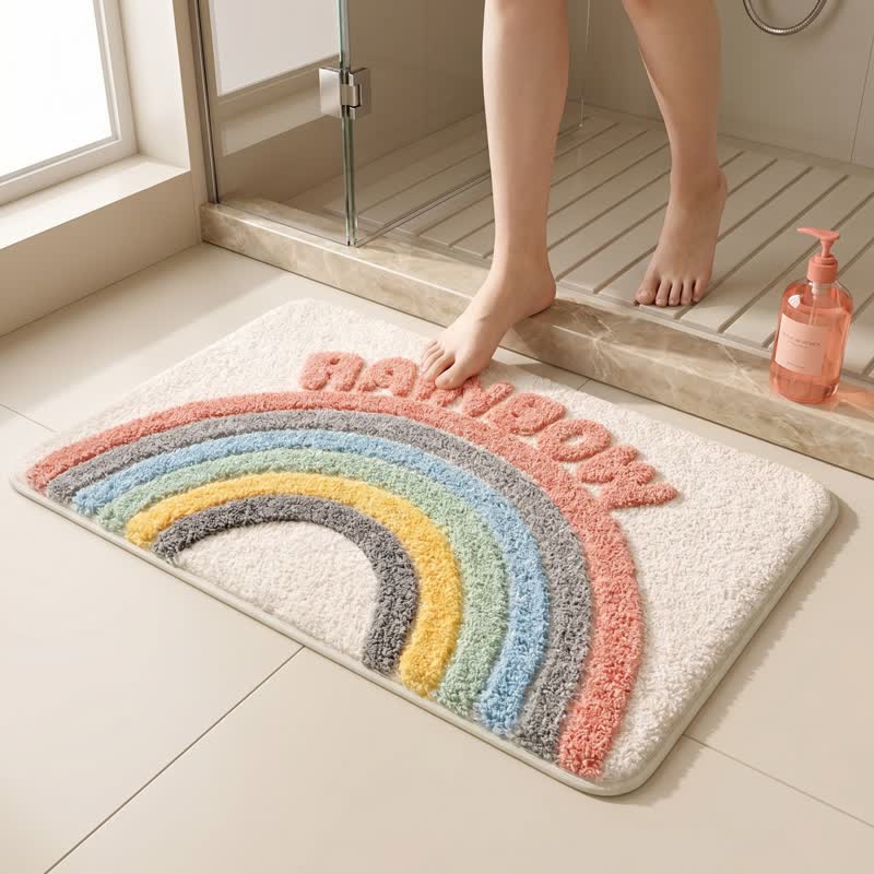 Moderner Regenbogen-Plüsch-Badeteppich - image 3