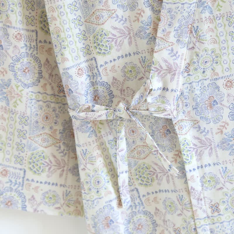 Kimono-Bademantel aus Baumwolle mit ethnischem Vintage-Blumenmuster - image 10