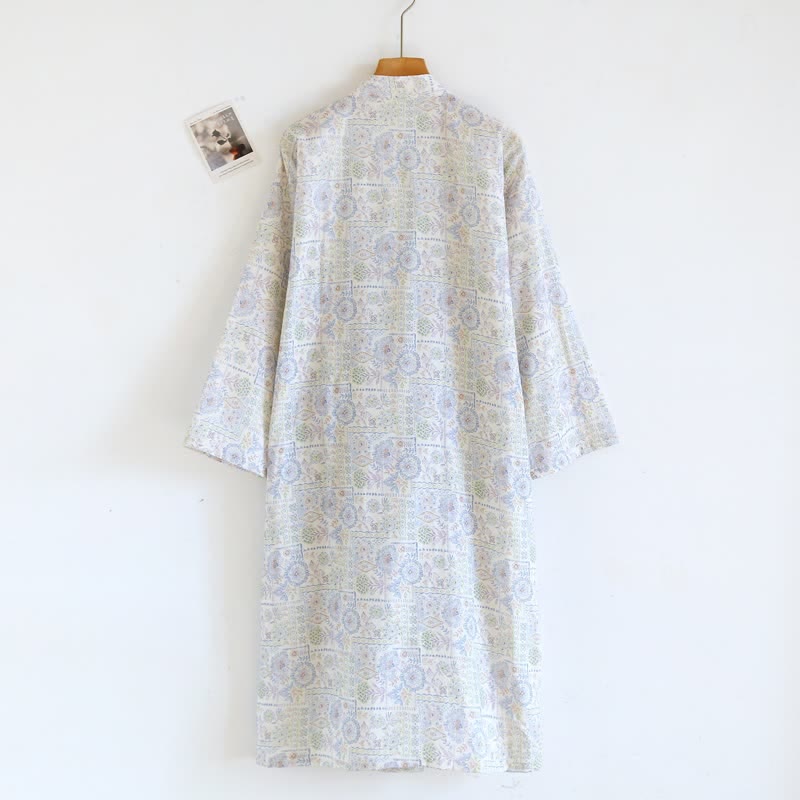Kimono-Bademantel aus Baumwolle mit ethnischem Vintage-Blumenmuster - image 5