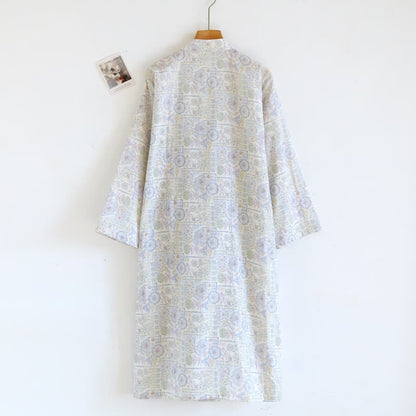Kimono-Bademantel aus Baumwolle mit ethnischem Vintage-Blumenmuster - image 5