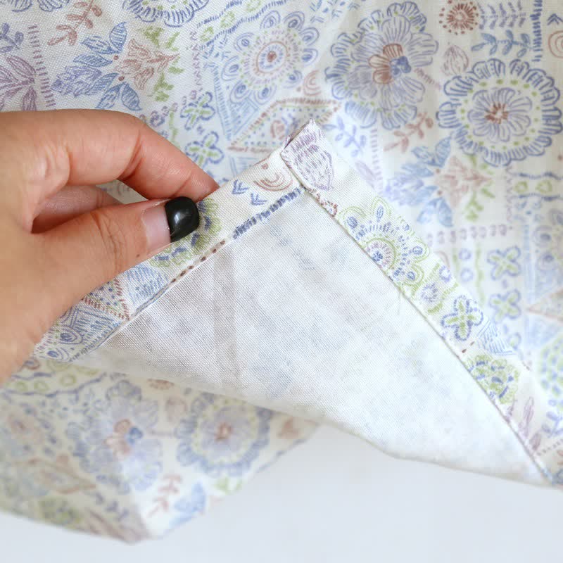 Kimono-Bademantel aus Baumwolle mit ethnischem Vintage-Blumenmuster - image 13