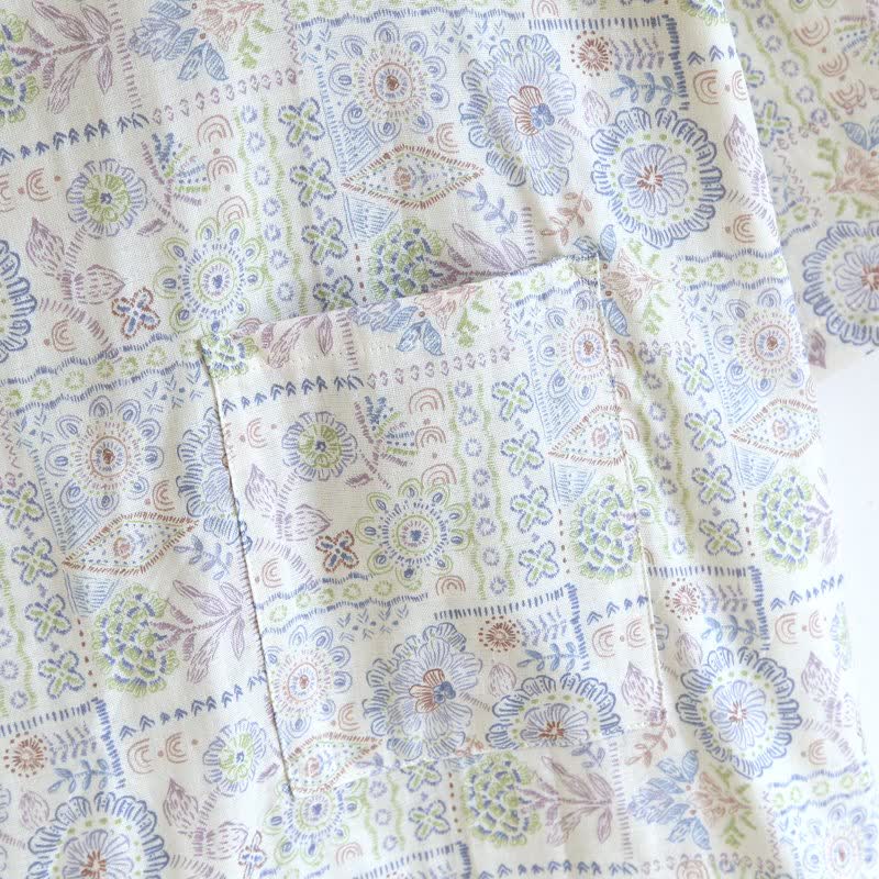 Kimono-Bademantel aus Baumwolle mit ethnischem Vintage-Blumenmuster - image 11