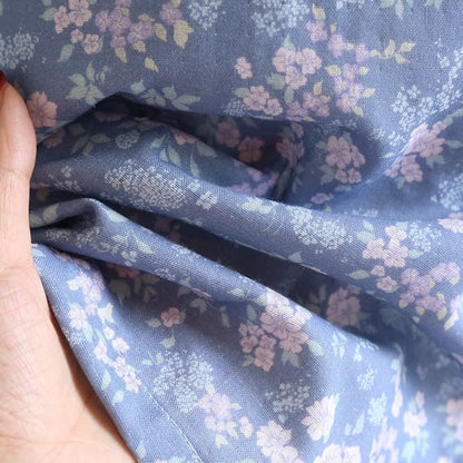Rustikaler blauer Kimono-Bademantel aus Baumwolle mit Blumenmuster - image 8