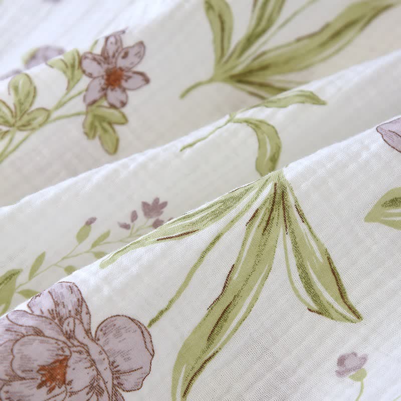 Kimono-Bademantel aus Baumwolle mit violettem Blumenmuster - image 7