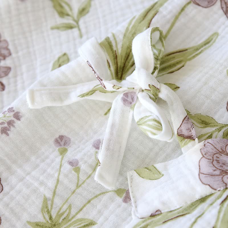 Kimono-Bademantel aus Baumwolle mit violettem Blumenmuster - image 5