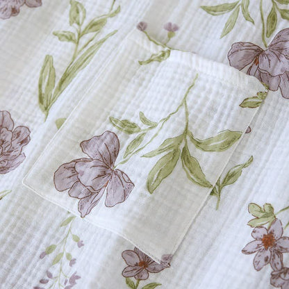 Kimono-Bademantel aus Baumwolle mit violettem Blumenmuster - image 6