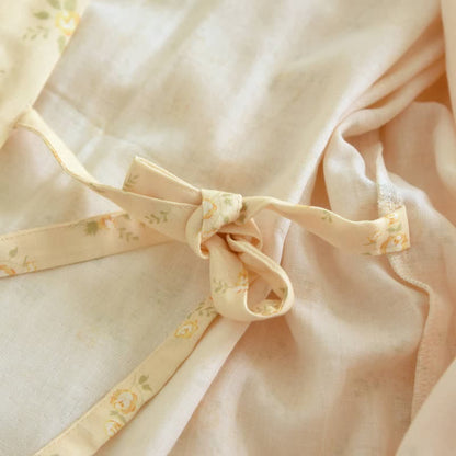 Gelber Kimono-Bademantel aus Baumwollgaze mit botanischem Motiv - image 8