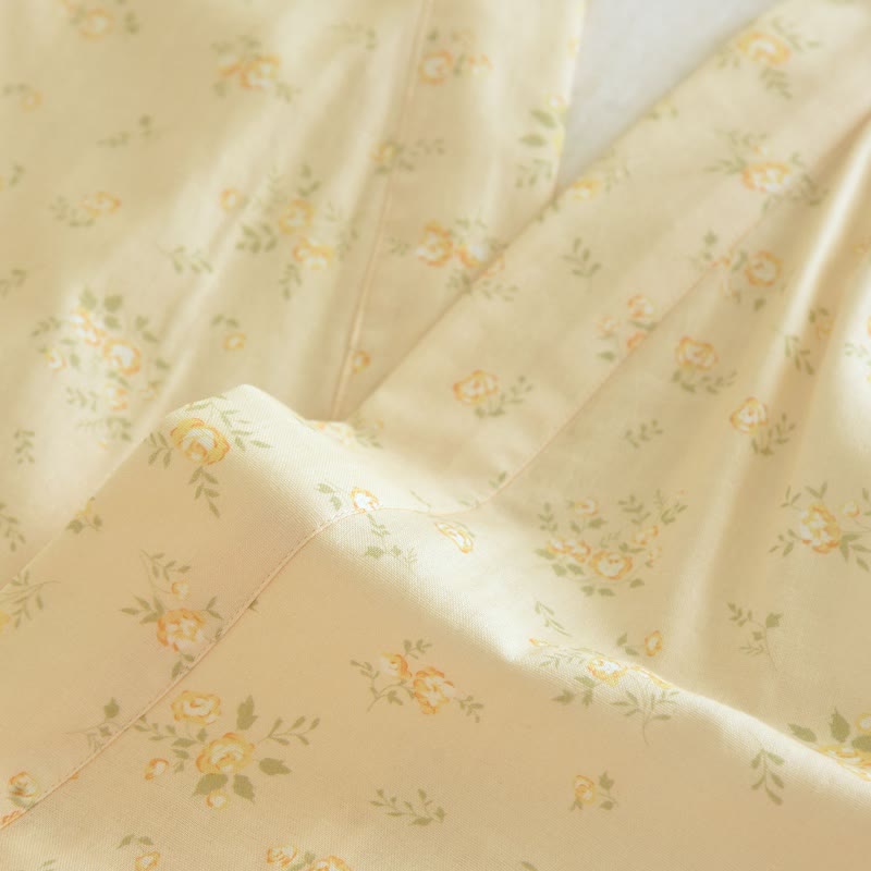 Gelber Kimono-Bademantel aus Baumwollgaze mit botanischem Motiv - image 9